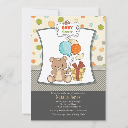 Teddy Bear Baby Shower Einladung (Vorderseite)