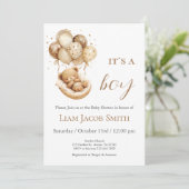 Teddy Bear Baby Shower Einladung (Stehend Vorderseite)