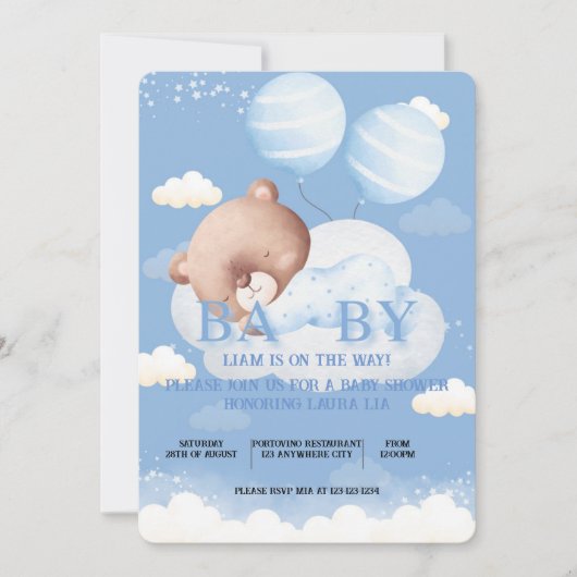 TEDDY BEAR BABY SHOWER EINLADUNG (Vorderseite)