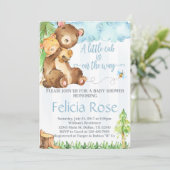 Teddy Bear Baby Shower Einladung Blue Boy einladen (Stehend Vorderseite)