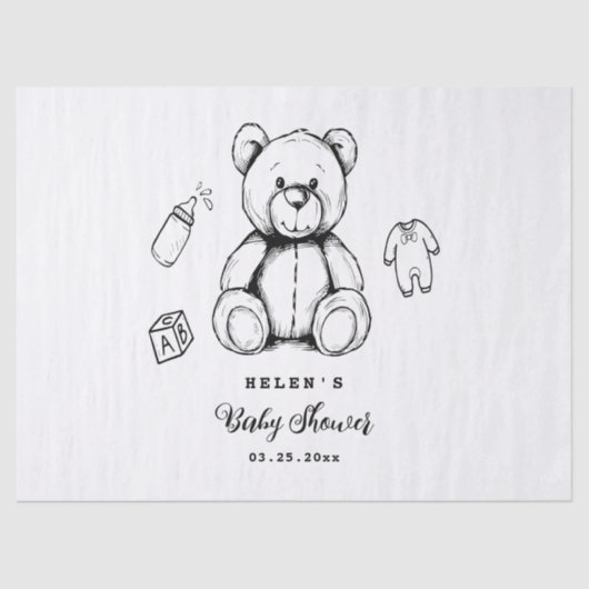 Teddy Bear Baby Shower Einladung, Geschlecht neutr Seidenpapier (Vorderseite)