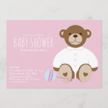 Teddy Bear Baby Shower Einladung, rosa Hintergrund