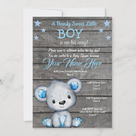 Teddy Bear Baby Shower Einladung, rustikaler blaue Einladung