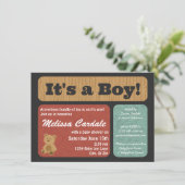 Teddy Bear Baby Shower Einladungen Junge (Stehend Vorderseite)