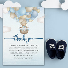 Teddy Bear Baby Shower for Boy –We Can Bearly Wait Dankeskarte