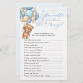 Teddy Bear Baby Shower Game, das Mama Best kennt (Vorne/Hinten)