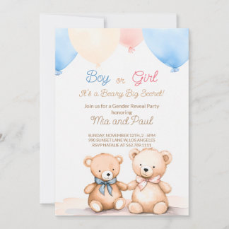 Teddy Bear Baby Shower Gender offenbaren Einladung