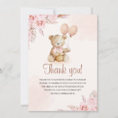 Teddy Bear Baby Shower Girl Dankeskarte (Vorderseite)