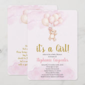 Teddy bear baby Shower Girl Einladung (Vorne/Hinten)