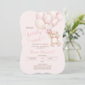 Teddy Bear Baby Shower Girl Einladung (Stehend Vorderseite)