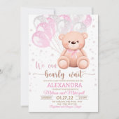 Teddy Bear Baby Shower Girl Einladung (Vorderseite)