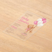 Teddy Bear Baby Shower Girl - Öffentliche Einladun Acryleinladungen (Ablage )