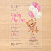 Teddy Bear Baby Shower Girl - Öffentliche Einladun Acryleinladungen (Vorderseite)
