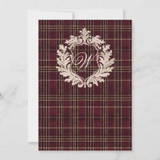 Teddy Bear Baby Shower Girl Plaid Burgundy Bow  Einladung (Rückseite)