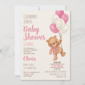 Teddy Bear Baby Shower Girl Spanische Einladung (Vorderseite)