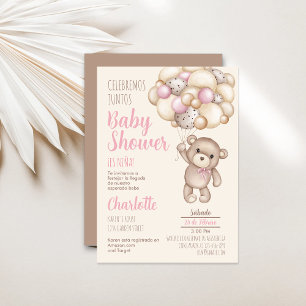 Teddy Bear Baby Shower Girl Spanische Einladung