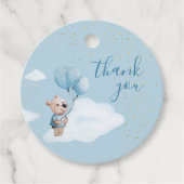 Teddy Bear Baby Shower Gold Blue Vielen Dank Geschenkanhänger (Vorderseite)