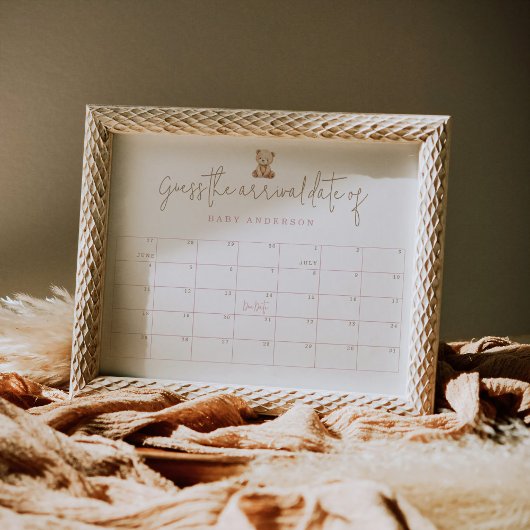 Teddy Bear Baby Shower Guess The Arrival Date Poster