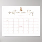 Teddy Bear Baby Shower Guess The Arrival Date Poster (Vorne)