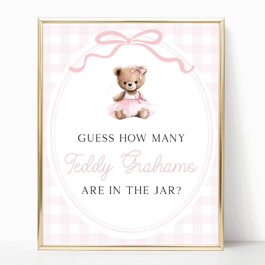 Teddy Bear Baby Shower How Many Teddy Grahams Poster