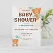 Teddy Bear Baby Shower Invitation Einladung (Stehend Vorderseite)