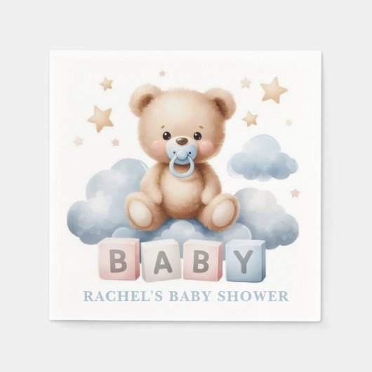 Teddy Bear Baby Shower Napkin Serviette (Vorderseite)