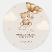 Teddy Bear Baby Shower Neutral Vielen Dank Runder Aufkleber (Vorderseite)