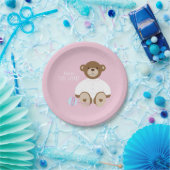 Teddy Bear Baby Shower Paper Plate - auf rosa Pappteller (Party)