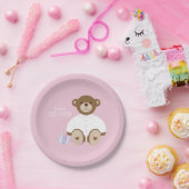 Teddy Bear Baby Shower Paper Plate - auf rosa Pappteller (Party)