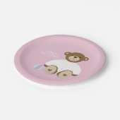 Teddy Bear Baby Shower Paper Plate - auf rosa Pappteller (Schrägansicht)
