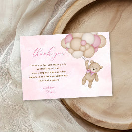 Teddy Bear Baby Shower Pink Dankeskarte