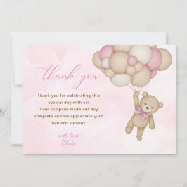 Teddy Bear Baby Shower Pink Dankeskarte