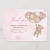 Teddy Bear Baby Shower Pink Dankeskarte (Vorne/Hinten)