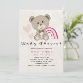 Teddy Bear Baby Shower (Pink) Einladung (Stehend Vorderseite)