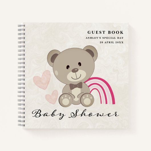 Teddy Bear Baby Shower (Pink) Gästebuch Notizblock (Vorderseite)
