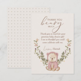 Teddy Bear Baby Shower Pink Girl's Dankeskarte