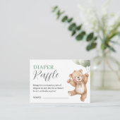 Teddy Bear Baby Shower Sage Green Diaper Raffle Begleitkarte (Stehend Vorderseite)