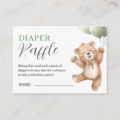 Teddy Bear Baby Shower Sage Green Diaper Raffle Begleitkarte (Vorderseite)