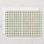 Teddy Bear Baby Shower Sage Green Gingham Bow  Dankeskarte (Rückseite)