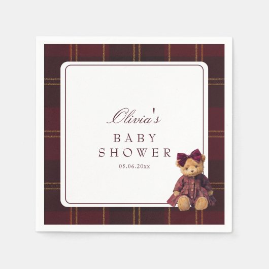 Teddy Bear Baby Shower  Serviette (Vorderseite)