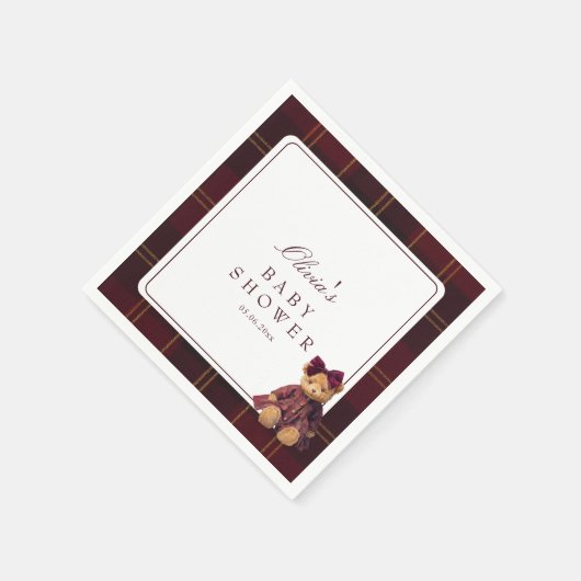 Teddy Bear Baby Shower Serviette (Ecke)