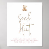 Teddy Bear Baby Shower Sock Hunt Poster (Vorne)