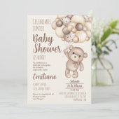 Teddy Bear Baby Shower Spanische Einladung (Stehend Vorderseite)