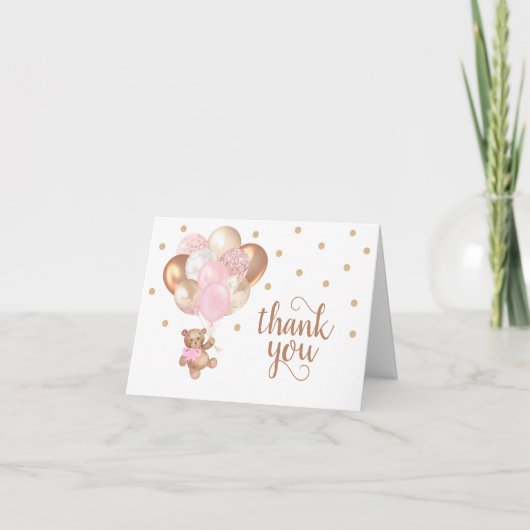 Teddy Bear Baby Shower Thank You Card Dankeskarte (Vorderseite)