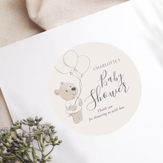 Teddy Bear Baby Shower Vielen Dank Runder Aufkleber