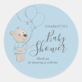 Teddy Bear Baby Shower Vielen Dank Runder Aufkleber (Vorderseite)
