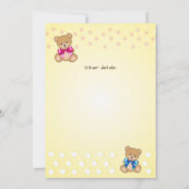 teddy bear baby shower, we are TWINS Einladung (Rückseite)