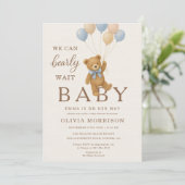 Teddy Bear Baby Shower We Can Bearly Wait Einladung (Stehend Vorderseite)