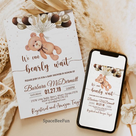 Teddy Bear Baby Shower Wir können kaum warten Begleitkarte