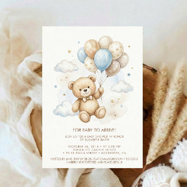 Teddy Bear Baby Shower with Brown Sage Balloons Einladung